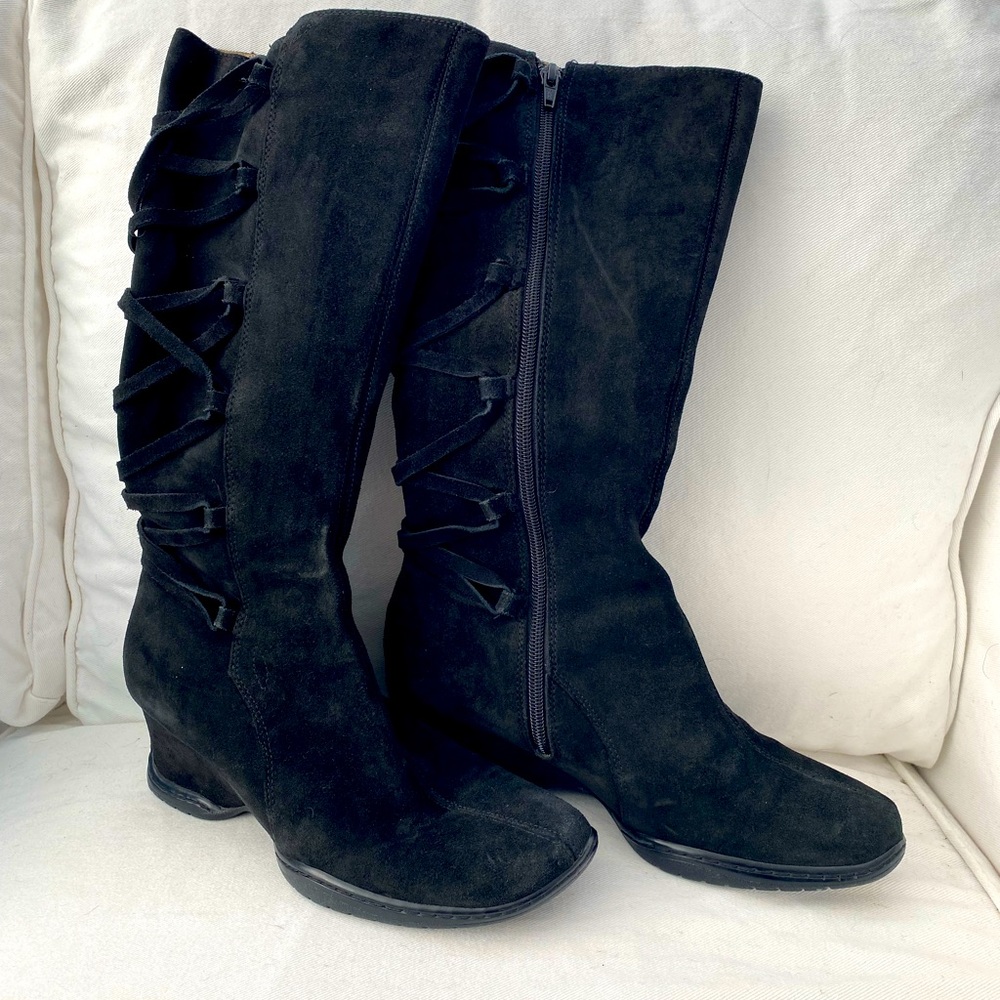Sofft Suede Lace Up Tall Boots Size 9